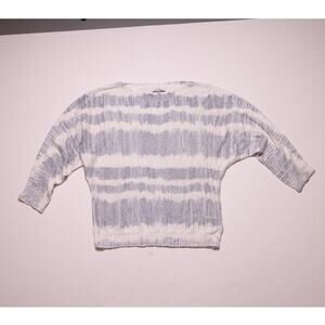 Sioni Blue White Striped Knit Sweater Lightweight Open Knit Size M